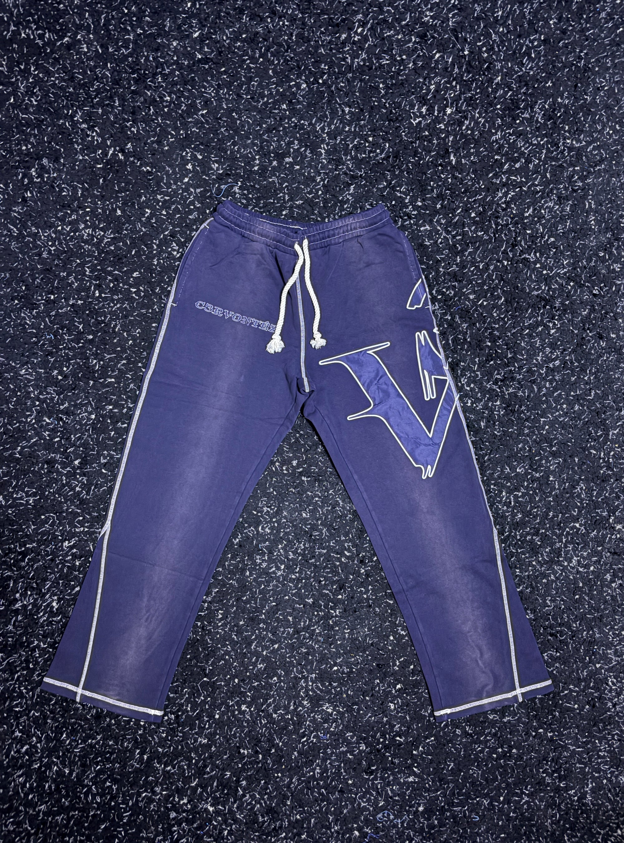 Washed Navy Blue Flared Pants
