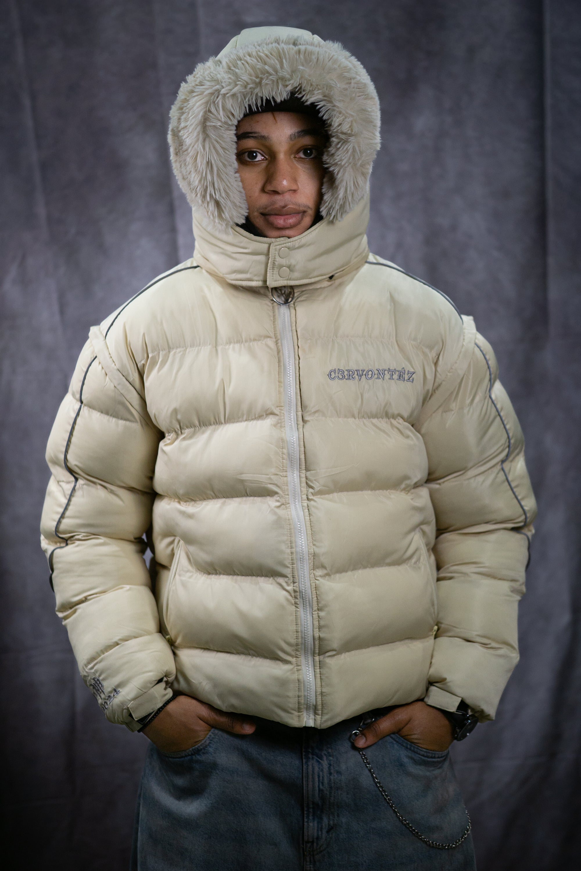 Éleve Creme Beige Puffer Jacket