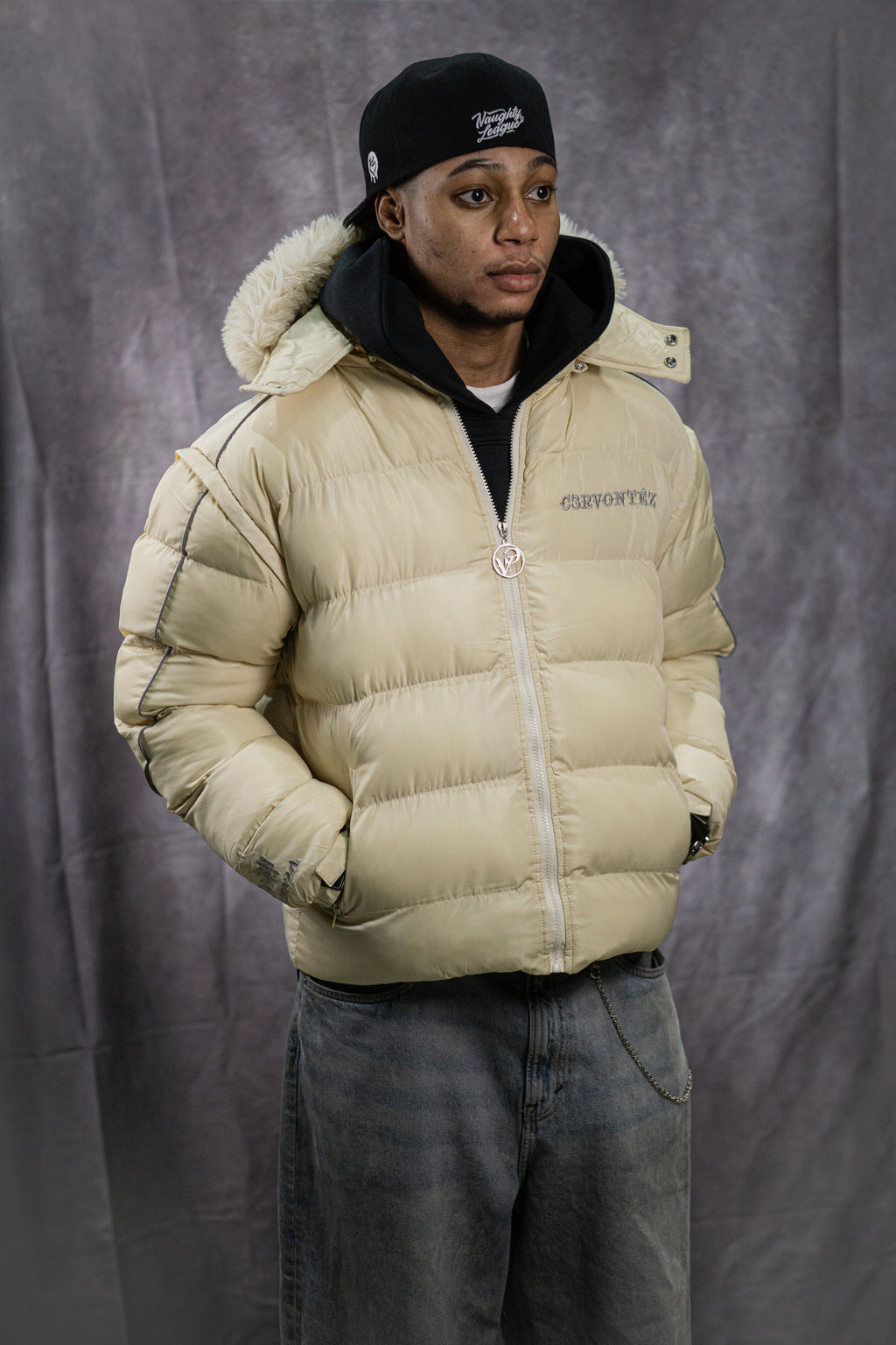 Éleve Creme Beige Puffer Jacket