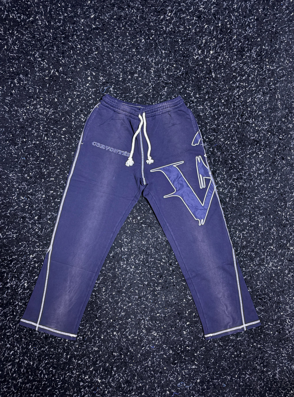 Washed Navy Blue Flared Pants