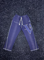 Washed Navy Blue Flared Pants
