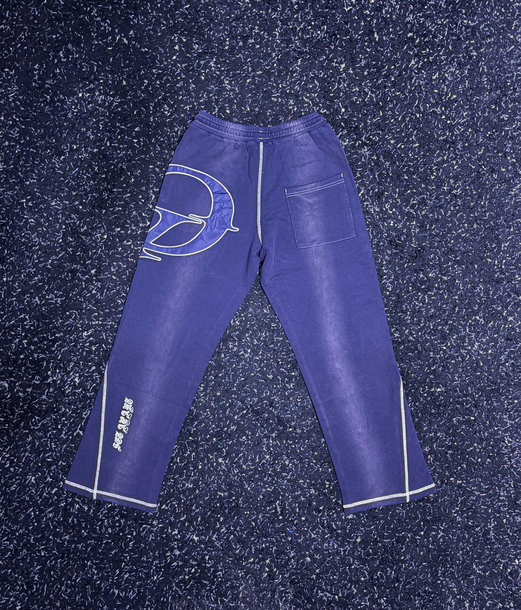 Washed Navy Blue Flared Pants