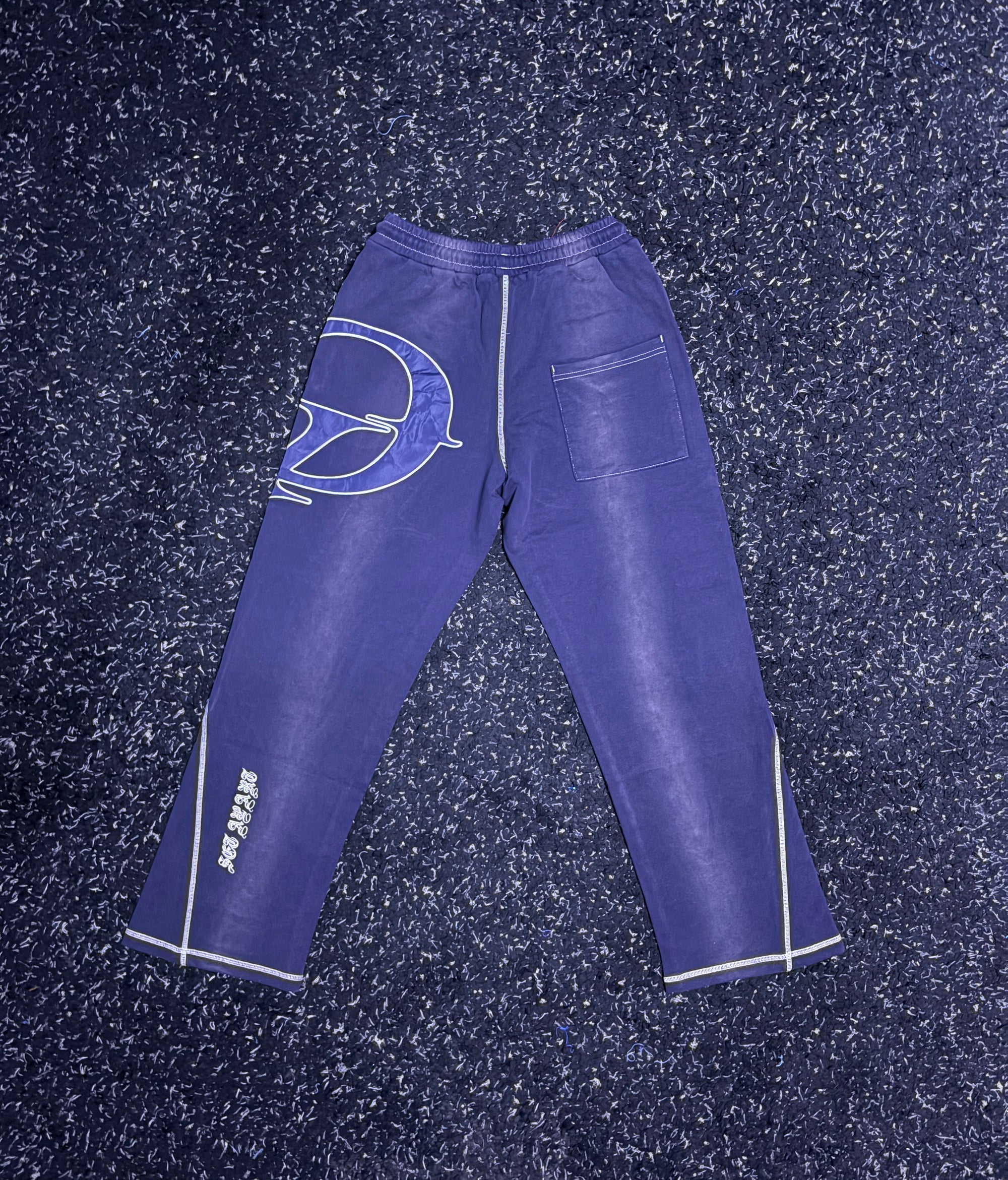 Washed Navy Blue Flared Pants