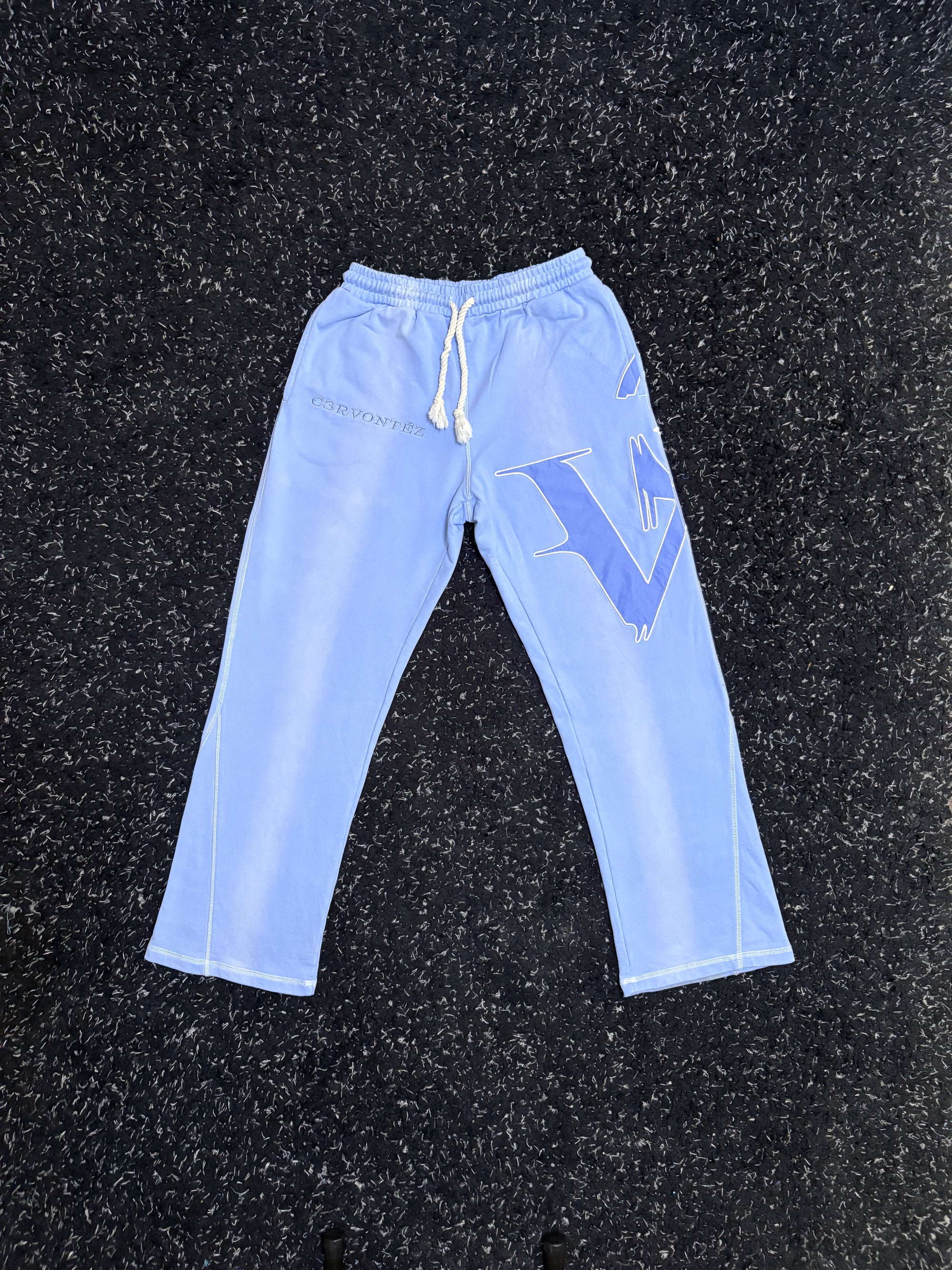 Washed Baby Blue Flared Pants