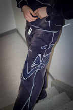 Washed Navy Blue Flared Pants