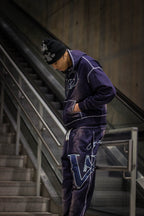 Washed Navy Blue Flared Pants