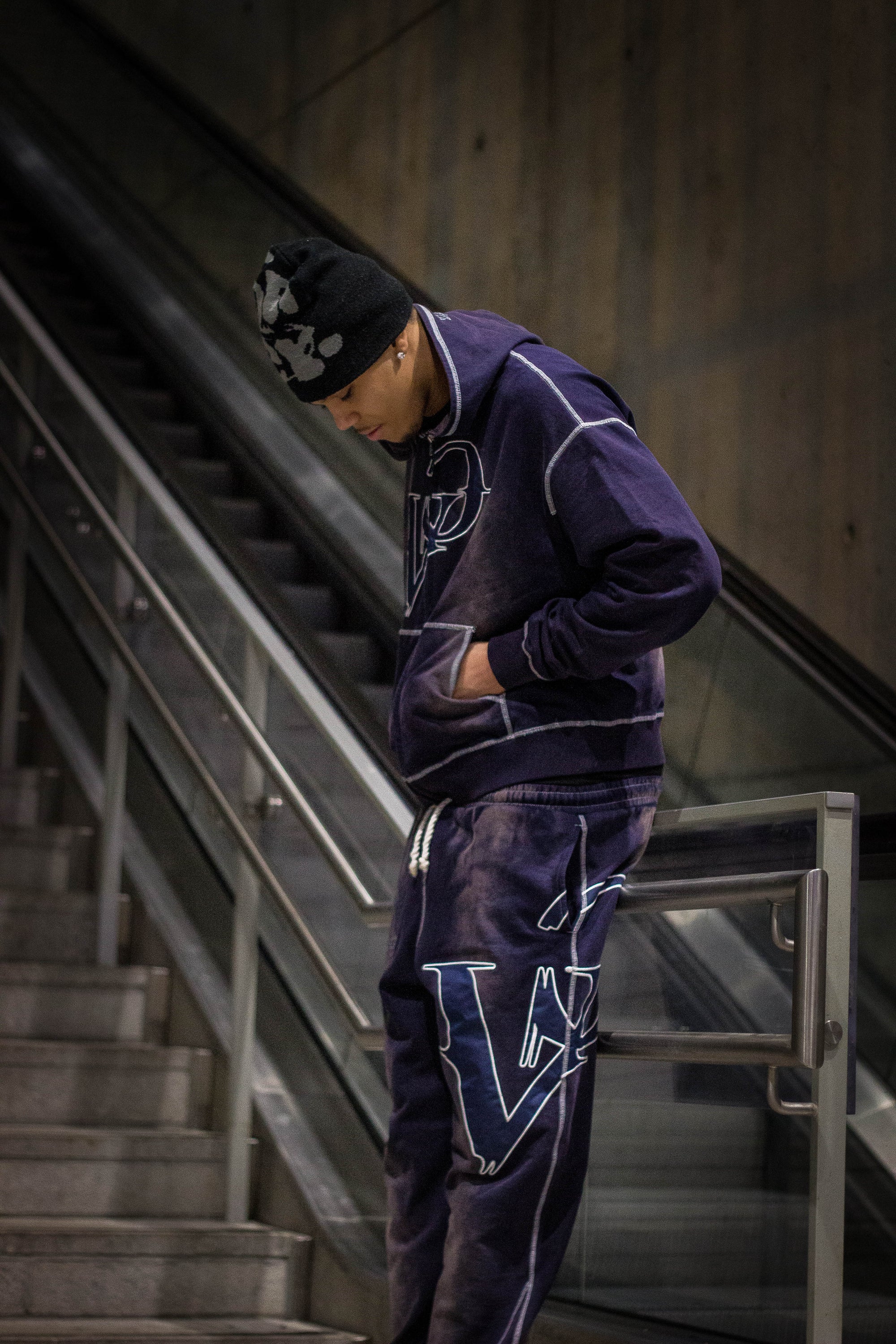 Washed Navy Blue Flared Pants