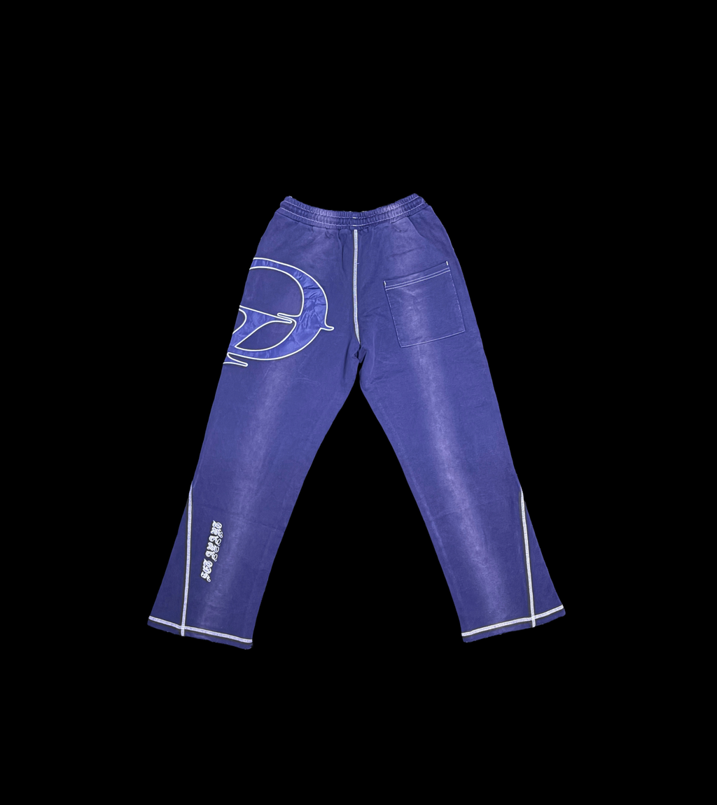 Washed Navy Blue Flared Pants