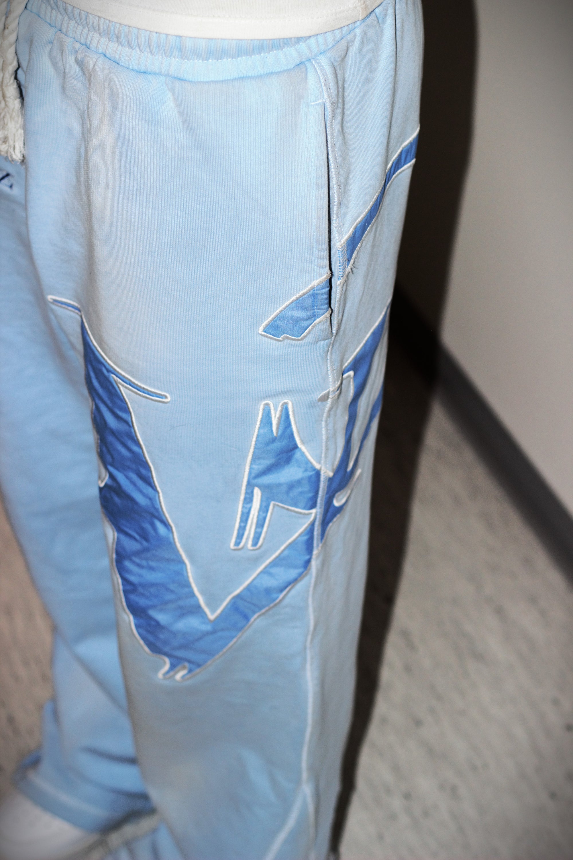 Washed Baby Blue Flared Pants