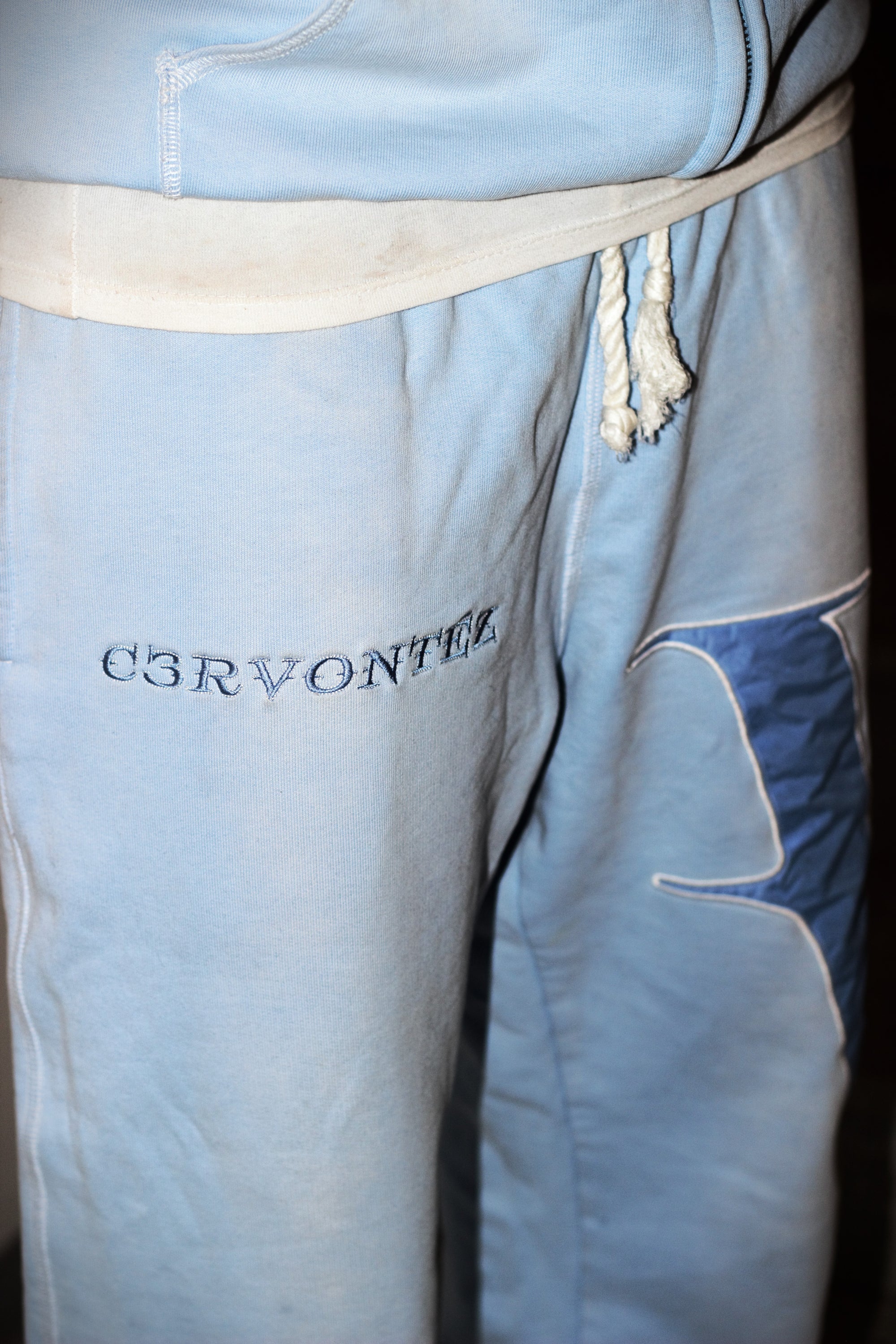 Washed Baby Blue Flared Pants
