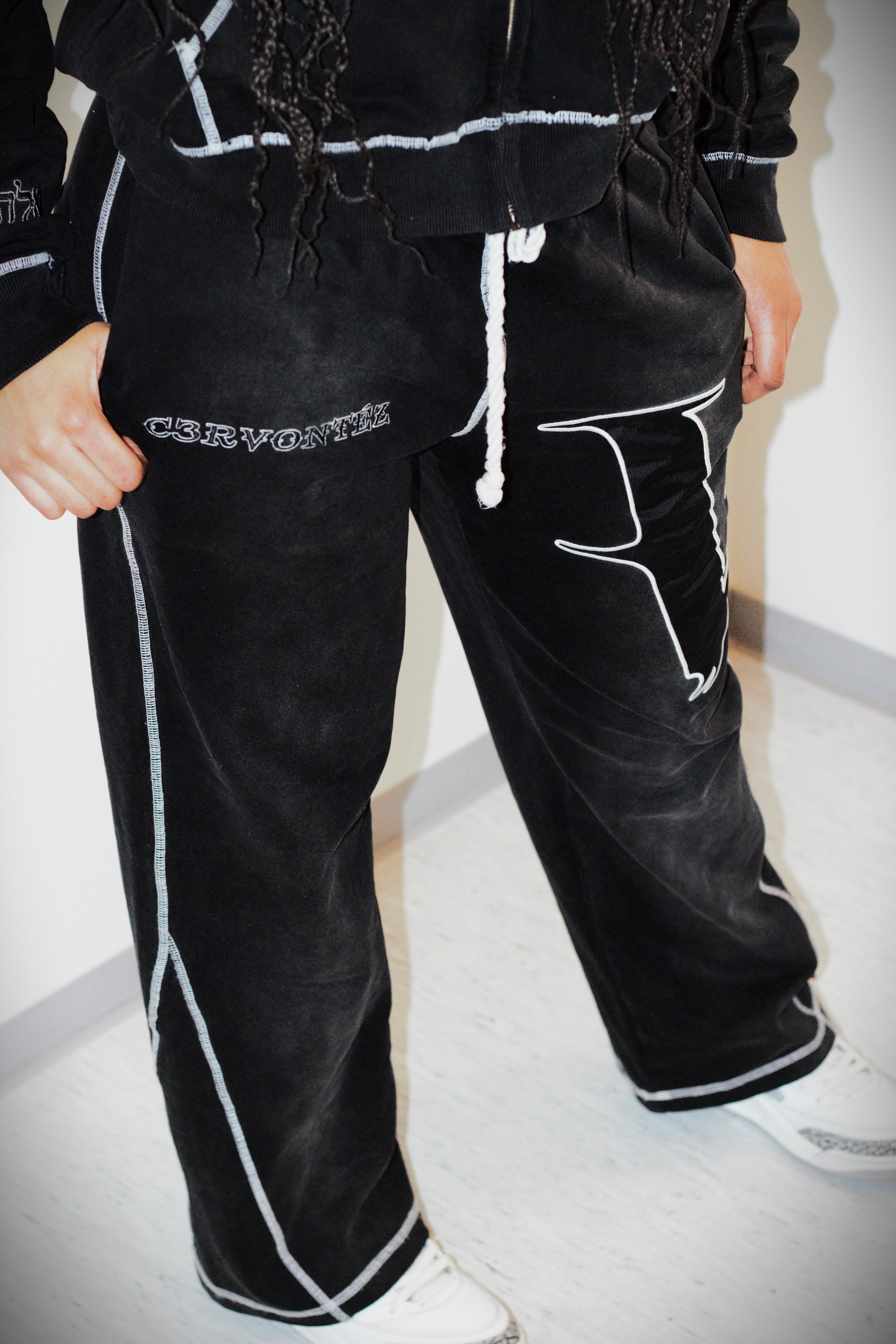 Washed Black Flared Pants